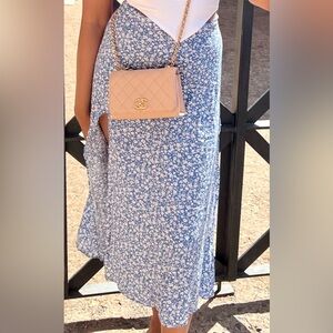 Blue Floral Midi Skirt Small